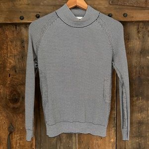 PETER MILLAR Raglan sleeve black/white striped high crewneck pullover. Size S.